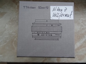 TTArtisan 50mm f 2.0 for Nikon Z Vollvormat, Z6-6II, 7---in original Verp.     49 Bild 1