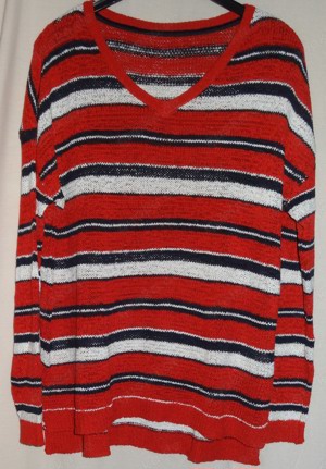 KK Esmara Pullover Gr.40 70Polyacryl 30Polyamid rot weiß schwarz gestreift kaum 