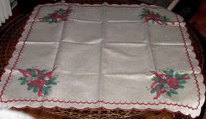 TWG Weihnachtsdecke mit Weihnachtssternmotiv festlich 78x78 sehr gut erhalten Tischwäsche Weihnachte