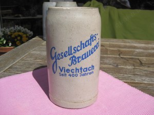Bierkrug 1l Bayern Niederbayern, Gesellschafts-Brauerei Viechtach, seit 400 Jahren