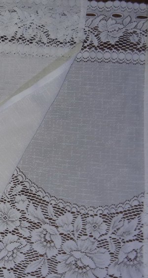 TV Scheibengardine Blumenmuster weis 110x60 kurze Zeit benutzt einwandfrei erhalten Bild 2