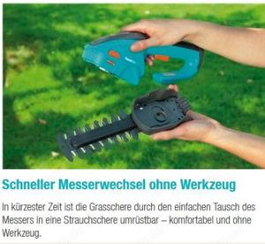 Gardena 8887-20 Set Akku Heckenschere Gras- Buchsschere inkl. 2 Messer, wie neu