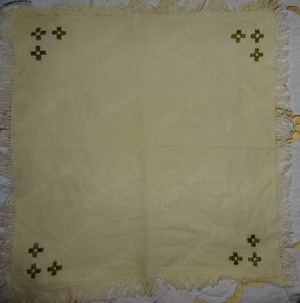 TWF Deckchen Platzdeckchen Handarbeit gelb 34  39 bedruckt wenig benutzt einwandfrei erhalten Tischd