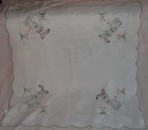 TWL Tischdecke Mitteldecke Osterdecke 84x84 Frühling Polyester kaum benutzt einwandfrei erhalten Tis