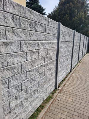 44lfm H:2,00m Betonzaun inkl Aufbau  Sichtschutz Doppelstabmatte Zaun Gartenzaun Bild 3