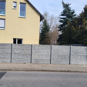 44lfm H:2,00m Betonzaun inkl Aufbau  Sichtschutz Doppelstabmatte Zaun Gartenzaun Bild 9