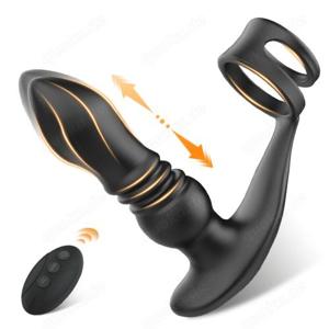Ellis-7 Thrusting & Vibrating Drill Spirals Double Cock Rings Prostata-Massagegerät Bild 1