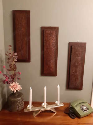 Lederbilder 3 Stück, handgeschnitzt  Bild 2