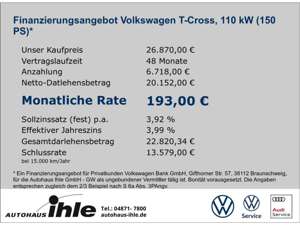 Volkswagen T-Cross 1,5 TSI DSG Comfortline  Gar.11.2026 KLIMAANLAGE+N Bild 2