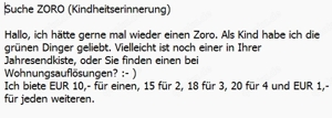 Suche "Zoro" (Kindheitserinnerung)