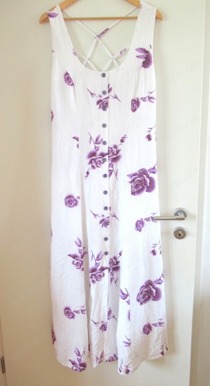 schönes weißes langes Kleid lila Blumen toller Rücken Gr: 44