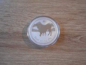 Australien 1 Dollar Lunar 2 Ochse 2009 1 Unze Fein Silber 