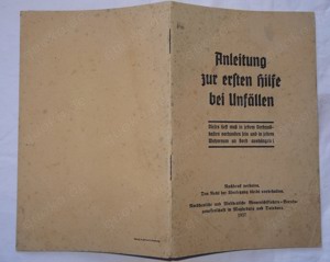 BM Anleitung zur ersten Hilfe bei Unfällen 1937 Alter Ratgeber 32 Seiten gut erhalten Ratgeber histo