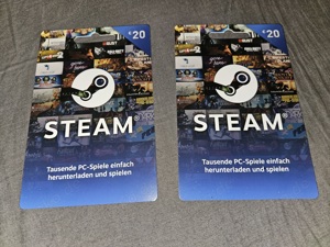 2x 20Euro Steam Aufladekarten   NEU   UNBENUTZT   AUFGELADEN