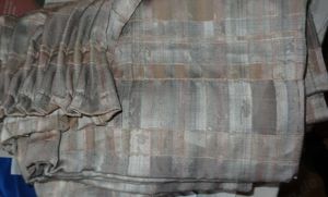 TVD Gardine Übergardine Schal 2Stk 215 H x70 165 Damaststoff grau grün Verdunklung Vorhang sehr gut 