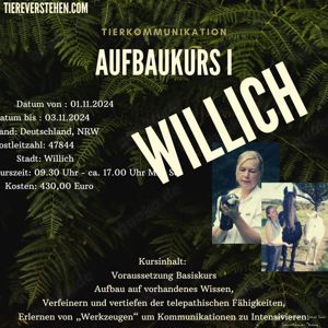 Tierkommunikation lernen, Monika Jaeger, Aufbau I, Willich 08 24