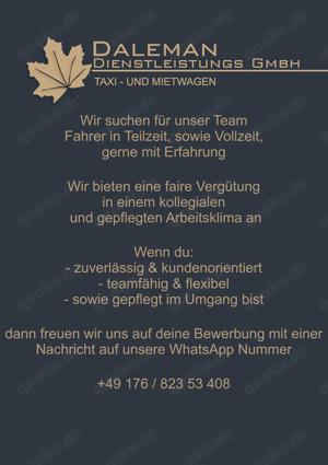 Verstärkung für unsere Taxi-und Mietwagenflotte gesucht