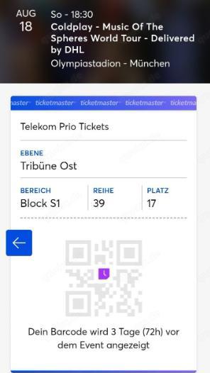 2  Coldplay Tickets Sitzplätze München 18. August 2024 Bild 3