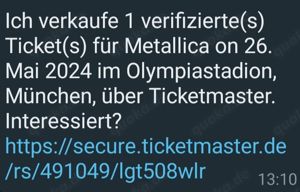 Metallica  ON M72 verifiziertes Ticket, 2 Tage in München Bild 2