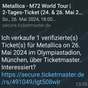 Metallica  ON M72 verifiziertes Ticket, 2 Tage in München Bild 3