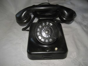 Bakelit Wählscheibentelefon Telefon W48 schwarz Antik Vintage