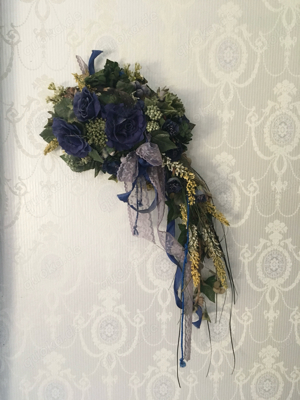 Wanddeko Kunstblumen, Deko floral Blumen blau, Wandgesteck