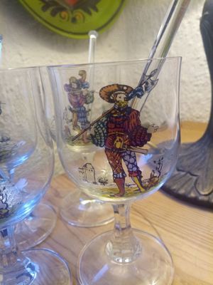Glasflasche GROG mit vier Gläsern, Italien Bild 6