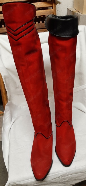 Rote Overkneestiefel (gut gepflegt) Bild 3