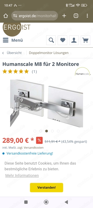 2x Humanscale M2 Monitorhalterungen