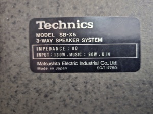 Lautsprecherboxen Technics Modell SB-X5 Bild 3