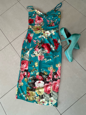 2 tlg.   Damen Sommer Kleid Blumen Muster , Schuhe Pumps  Bild 5