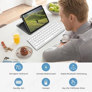 Bluetooth - Tastatur - wiederaufladbar - für iPad, Tablet, Smartphone, Windows, Android, iOS Bild 4