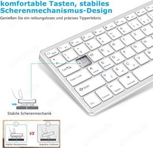 Bluetooth - Tastatur - wiederaufladbar - für iPad, Tablet, Smartphone, Windows, Android, iOS Bild 2