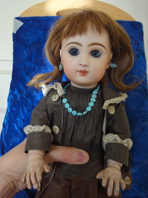 Antike Puppe Bebe Jumeau geschlossener Mund Paperweightaugen petite Jumeau Bild 2