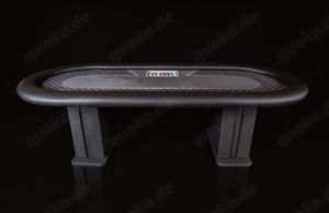 Schwarzer Pokertisch mit Chipsfach und Lederbeinen, Sonderanfertigung Bild 3