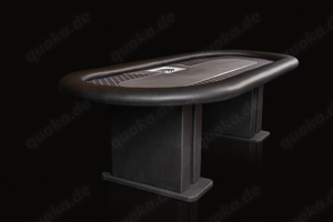 Schwarzer Pokertisch mit Chipsfach und Lederbeinen, Sonderanfertigung Bild 1