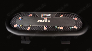 Schwarzer Pokertisch mit Chipsfach und Lederbeinen, Sonderanfertigung Bild 4