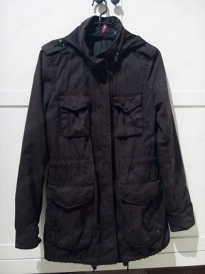 Parka Gr 34 Jacke "DIVIDED" anthrazitfarben mit Kapuze im Kragen + Ohrringe geschenkt Bild 3