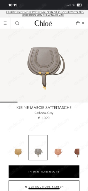 CHLOE KLEINE MARCIE SATTELTASCHE Cashmere Grey Bild 1
