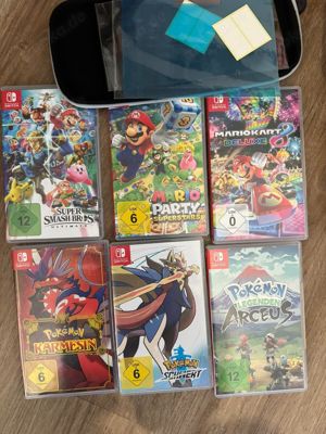 Nintendo Switch OLED-Modell 64GB Handheld-Spielekonsole - Weiß | 6 Spiele & Co