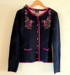 NEUE blaue Trachtenjacke Strickjacke Blumenmuster 36   38