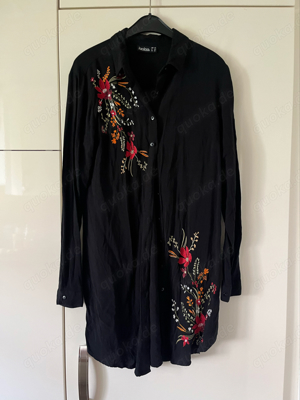 Damen Bluse Größe S 36 von janina schwarz Blumen Longbluse Bild 3