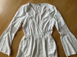Jumpsuit Größe XS weiß mit Spitze langarm Bild 2