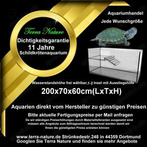 Schildkrötenaquarium mit 2 Insel 200x70x60 cm Aquarium Hersteller