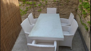 Rattan Sitzgruppe Balkon Terrasse weiß 180x90