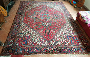 Antiker Orientteppich schwere Qualität Perser Wolle rot blau 275x365cm