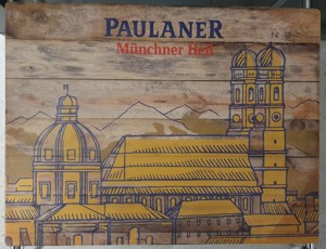 6x Paulaner Münchner Hell Bierkistensitz Holz Bier Kisten Hocker Tisch Beistelltisch je 39.-   Bild 2