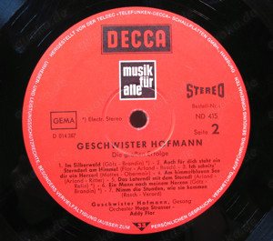 Geschwister Hofmann - Die großen Erfolge - Decca - LP Vinyl - ND415 Bild 5