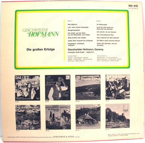 Geschwister Hofmann - Die großen Erfolge - Decca - LP Vinyl - ND415 Bild 2