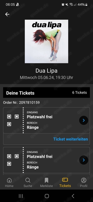 2x Tickets für dua lipa in der waldbühne berlin zu verkaufen 